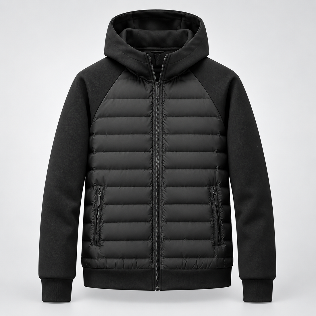 Montarello Men's Hooded Down Jacket with Quilted Panels