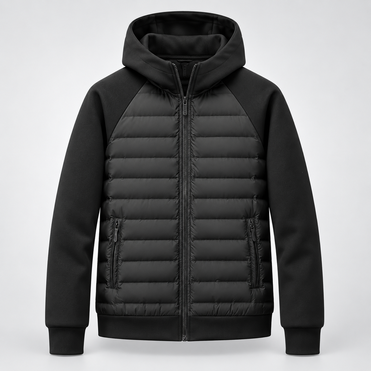 Montarello Men's Hooded Down Jacket with Quilted Panels