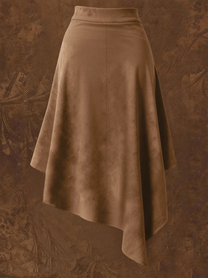 Montarello Women's Suede-Look Asymmetric Midi Skirt