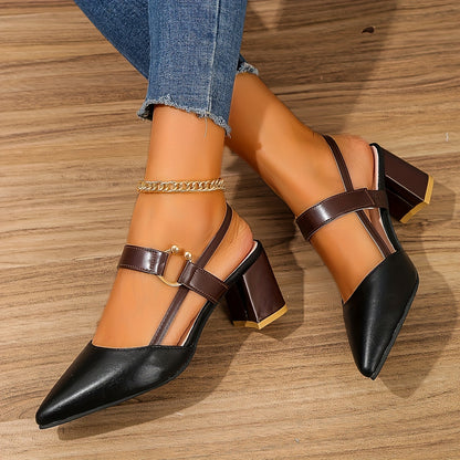 Montarello Women’s Pointed-Toe Block Heel Slingback Sandals