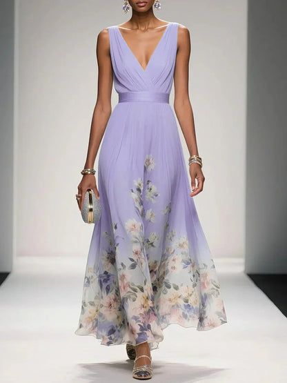 Montarello Women’s Floral Deep V-Neck Wedding Guest Dress