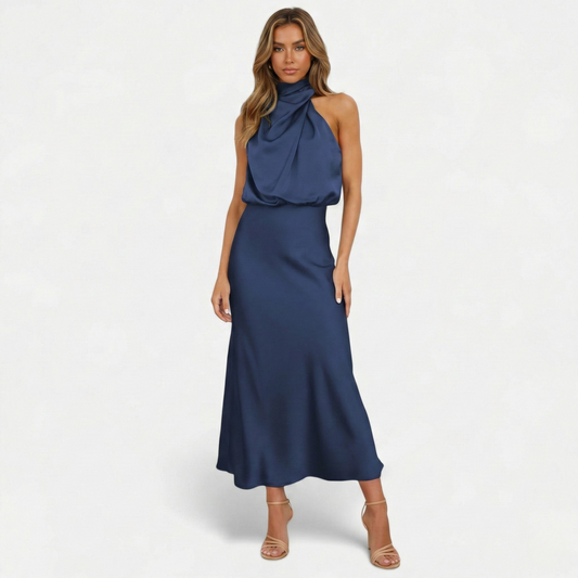 Montarello Women’s Satin Sleeveless Long Dress