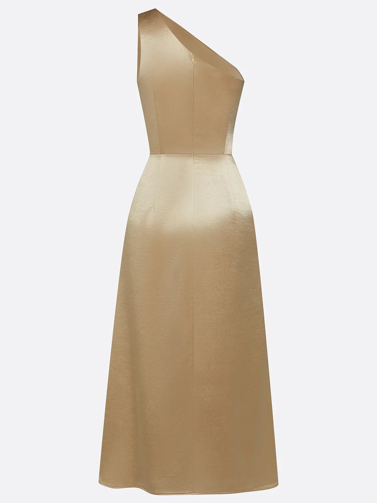 Montarello Women's Satin-Look One-Shoulder Ruched Wedding Guest Midi Dress