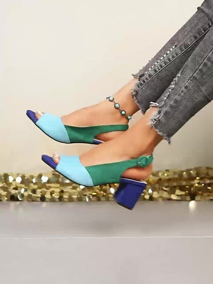 Montarello Colour Block Women's Block Heel Sandals