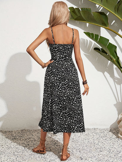 Montarello Ditsy Print Women's Spaghetti Strap Maxi Dress
