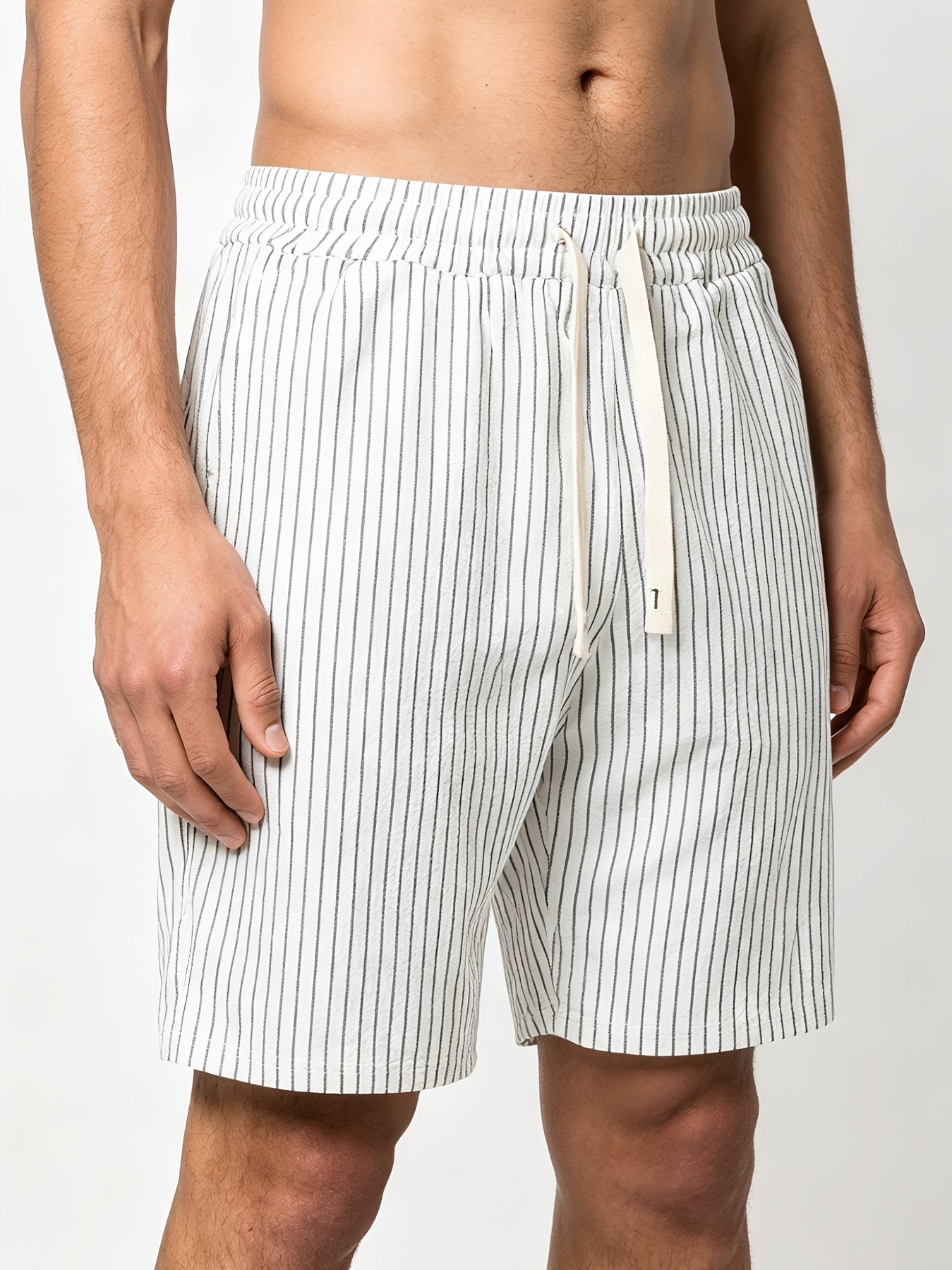 Montarello Striped Men's Linen-Look Shorts