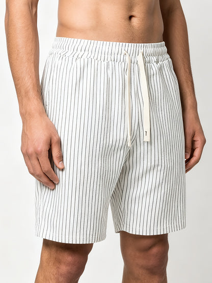 Montarello Striped Men's Linen-Look Shorts