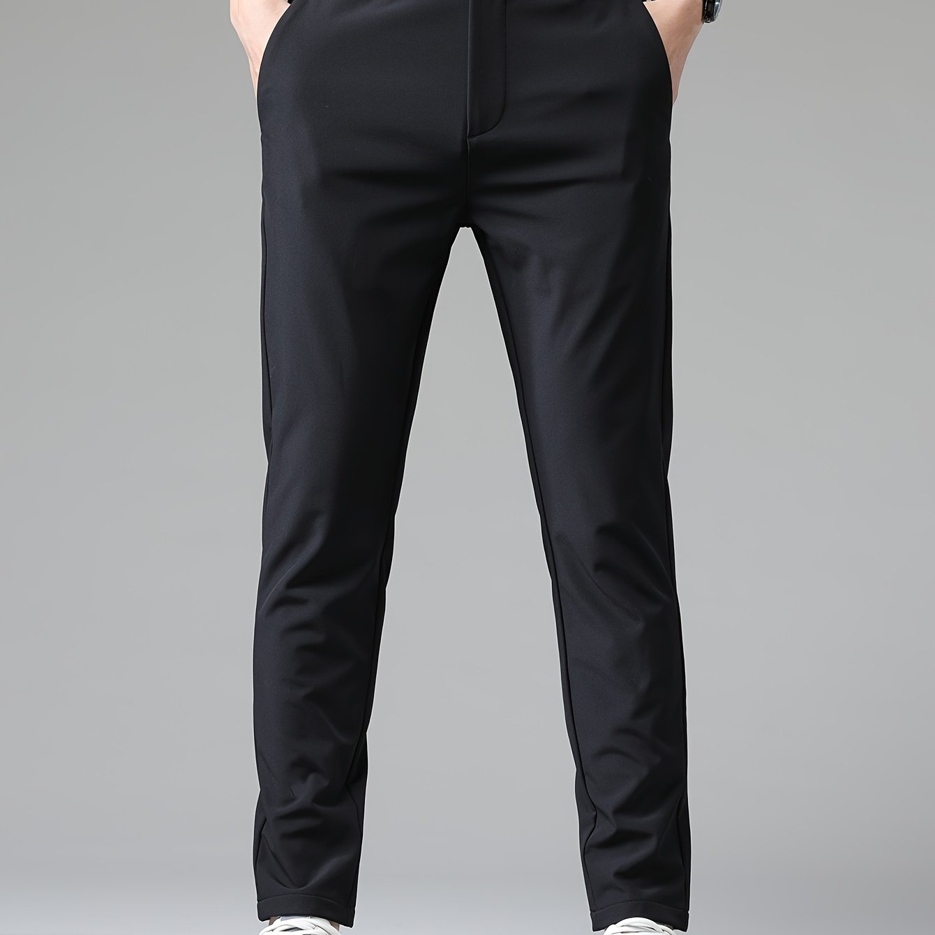 Montarello Men's Slim Fit Stretch Trousers with Straight Leg