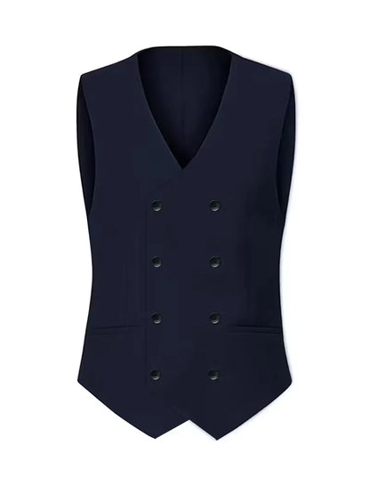 Montarello Men's Slim Fit Three-Piece Suit with Double-Breasted Waistcoat