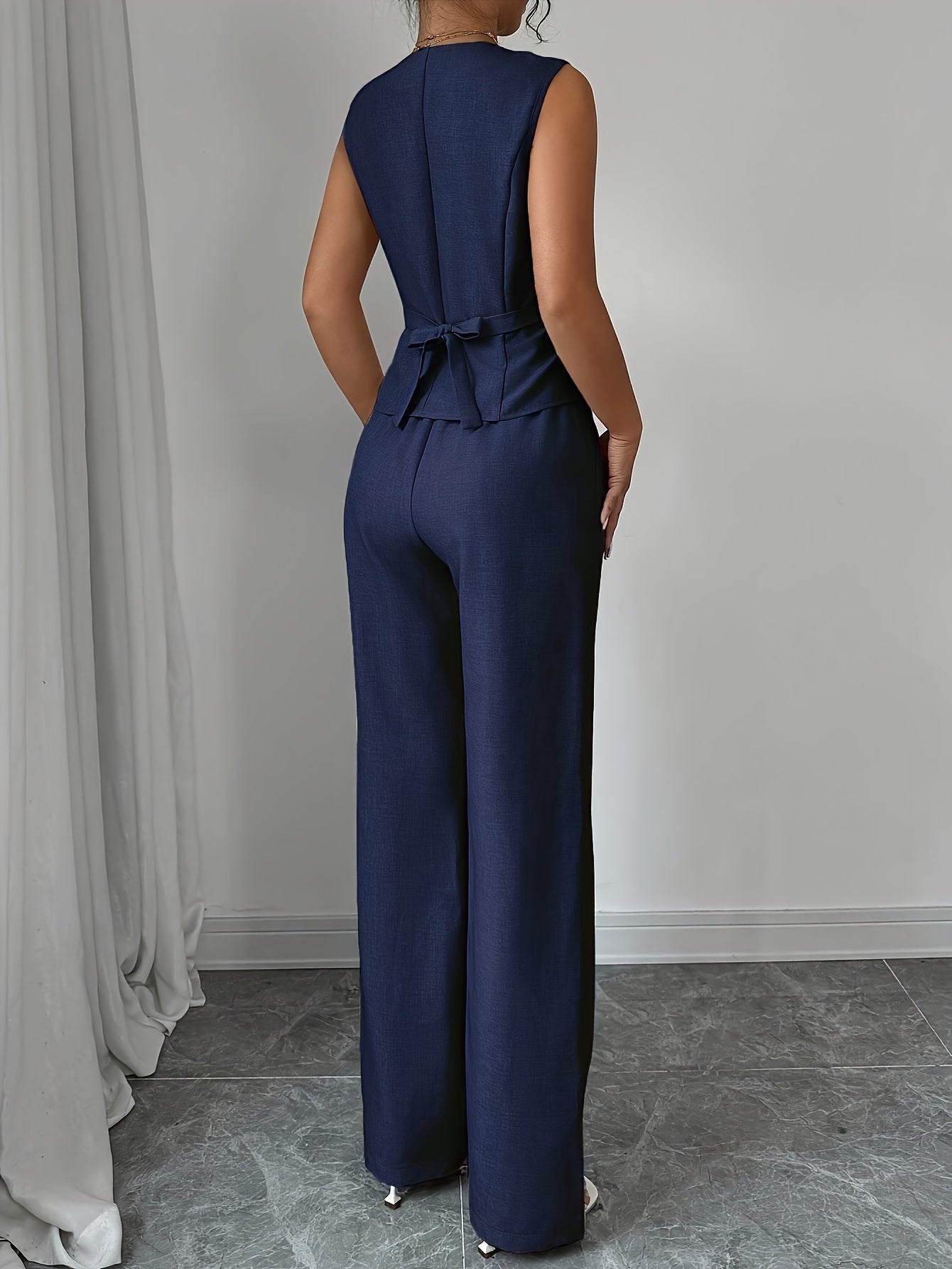 Montarello Women's Sleeveless V-Neck Top and Trousers Co-Ord Set