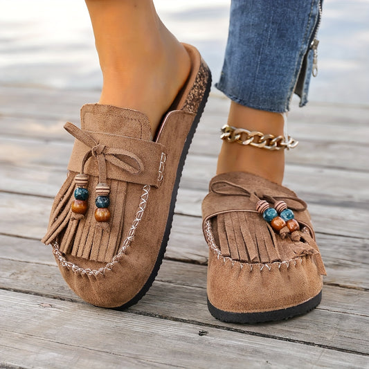 Montarello Tassel Beaded Women's Slip-On Shoes