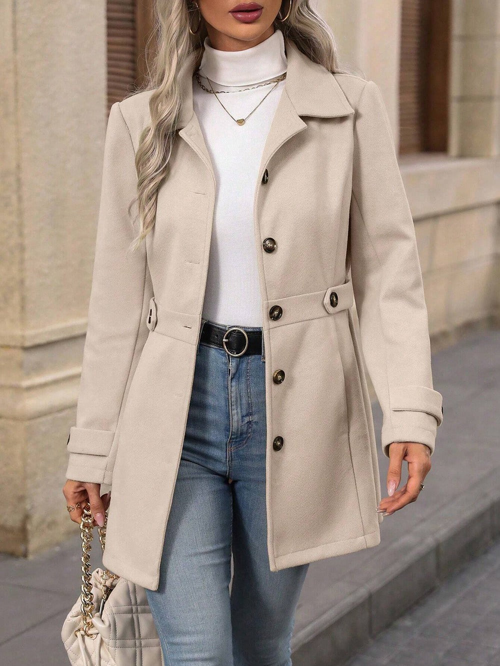 Montarello Women's Trench Coat Belted Double Breasted