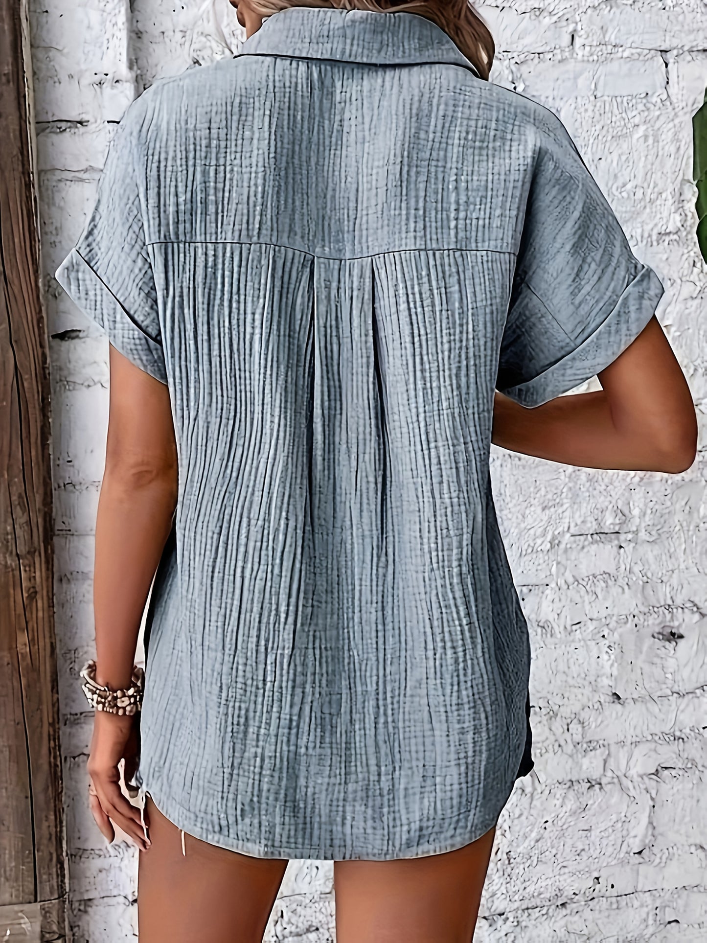 Montarello Women’s Textured Button-Up Summer Shirt