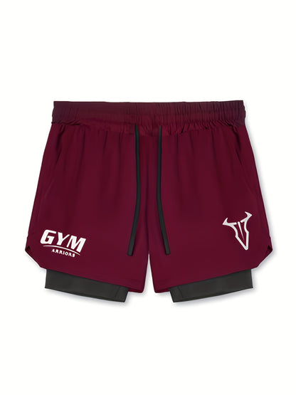Montarello Men's 2-in-1 Compression Lined Gym Shorts with Zip Pocket