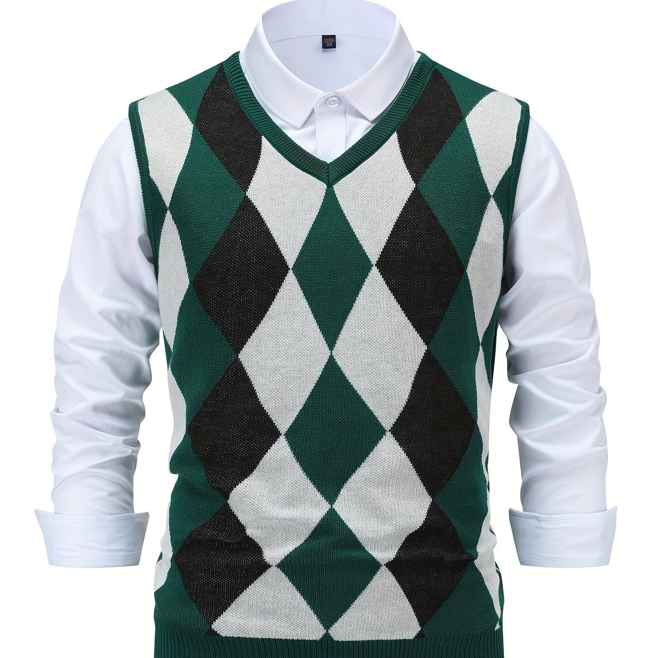 Montarello Men's Sweater Vest Argyle Knitted V-Neck