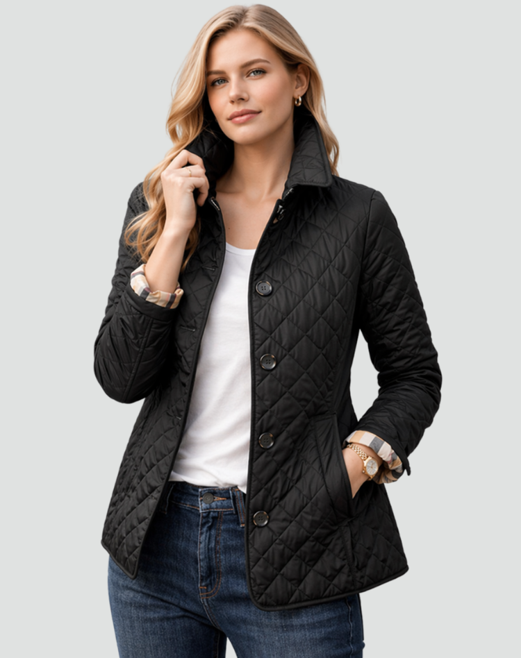 Montarello Women's Quilted Jacket Collared Button Front