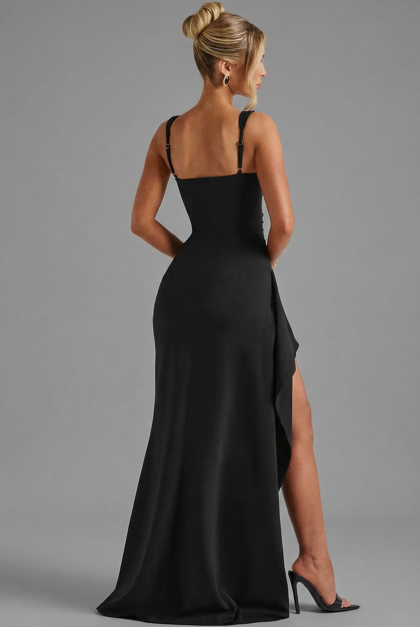 Montarello Women's Bodycon Slip Maxi Dress with Open Back and Side Split