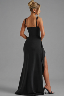 Montarello Women's Bodycon Slip Maxi Dress with Open Back and Side Split