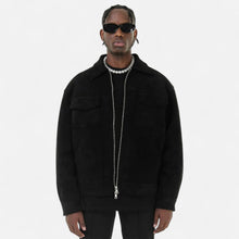 Montarello Men's Suede-Look Jacket with Relaxed Fit