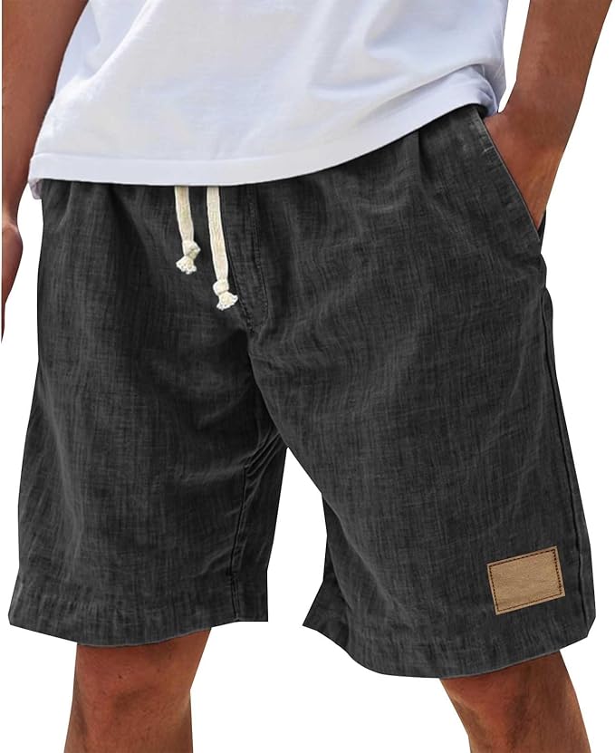 Montarello Men's Linen-Look Drawstring Shorts Relaxed Fit
