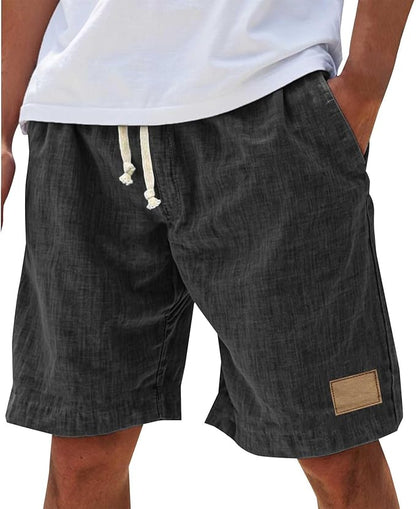 Montarello Men's Linen-Look Drawstring Shorts Relaxed Fit