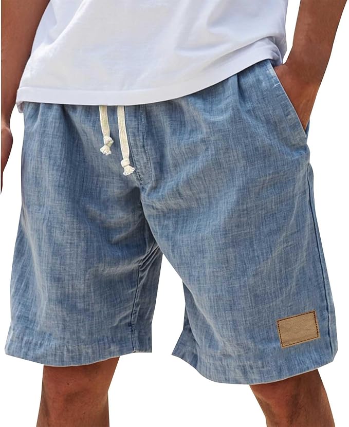 Montarello Men's Linen-Look Drawstring Shorts Relaxed Fit