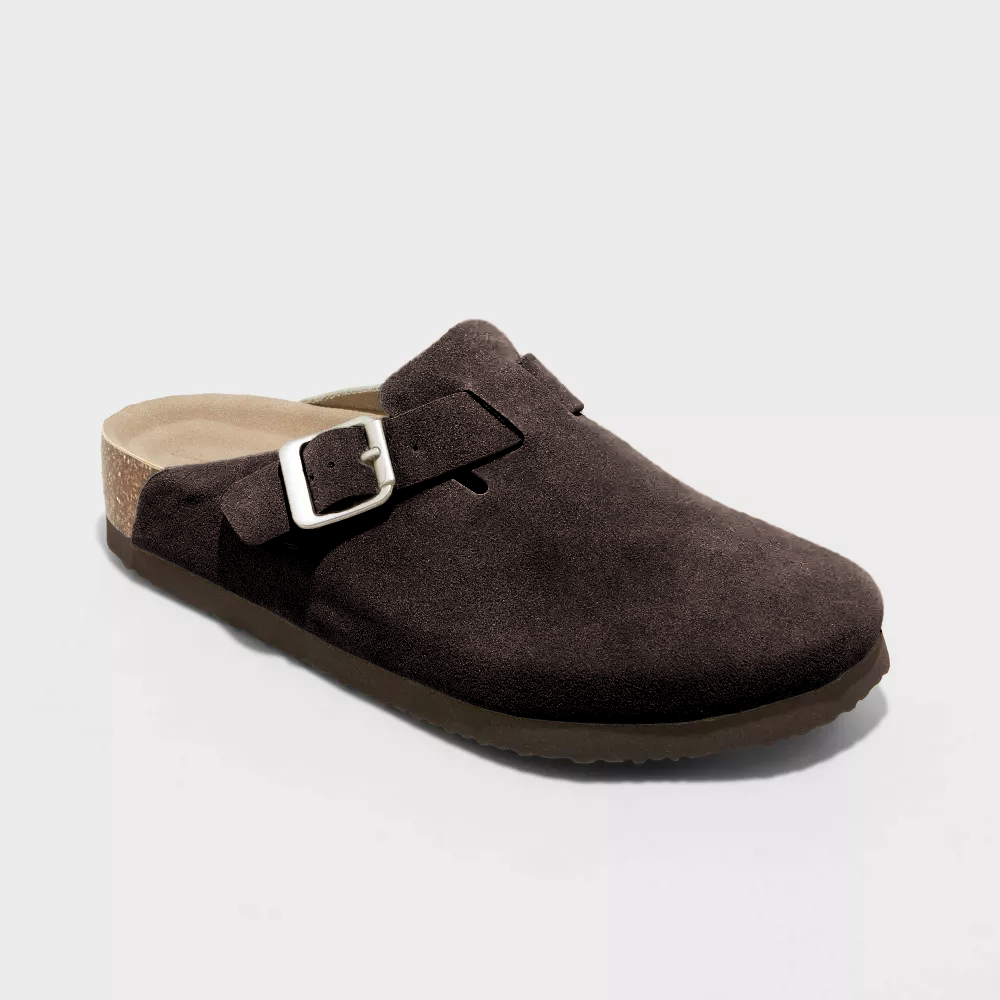 Unisex klapki Montarello na koturnie zamszopodobne z klamrą