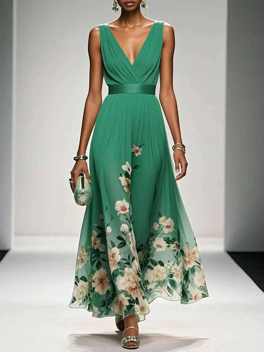 Montarello Women’s Floral Deep V-Neck Wedding Guest Dress