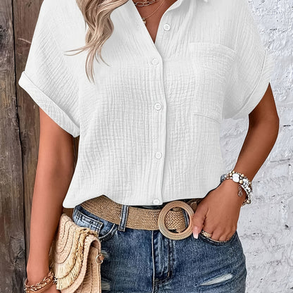 Montarello Women’s Textured Button-Up Summer Shirt