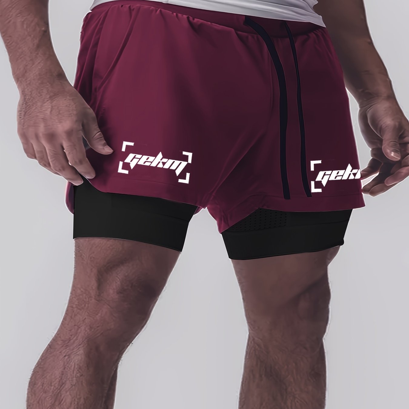 Montarello Men's 2-in-1 Compression Lined Gym Shorts with Zip Pocket