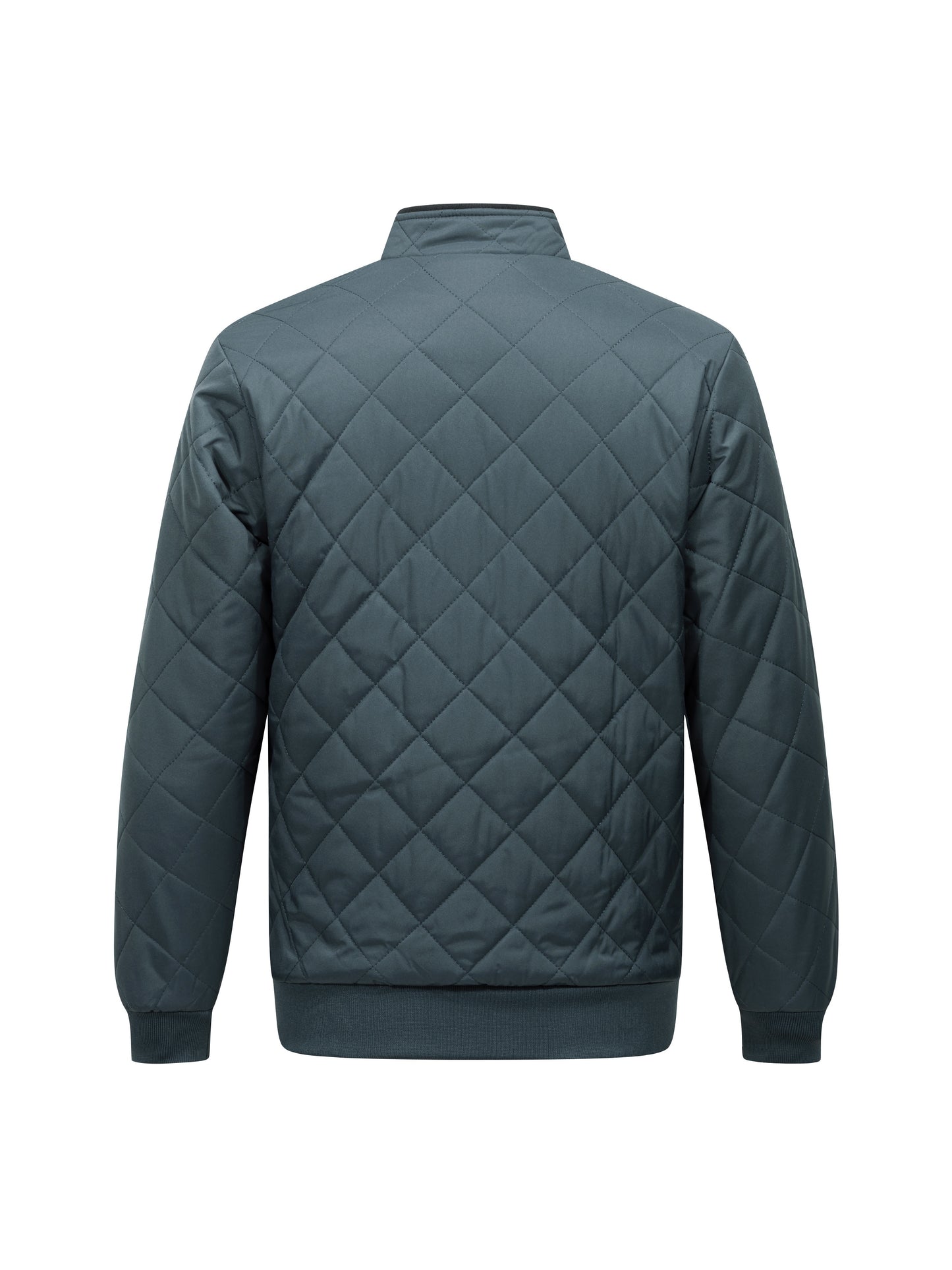 Montarello Men's Diamond Quilted Zip-Up Jacket with Stand Collar