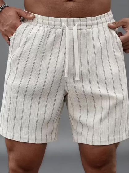 Montarello Pinstripe Men's Elastic Waist Beach Shorts