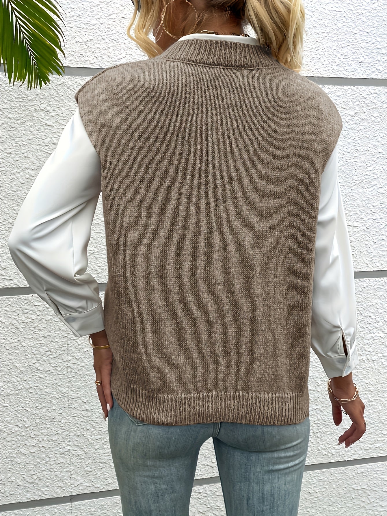 Montarello Women's Sweater Vest Knitted V-Neck