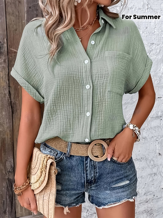 Montarello Women’s Textured Button-Up Summer Shirt
