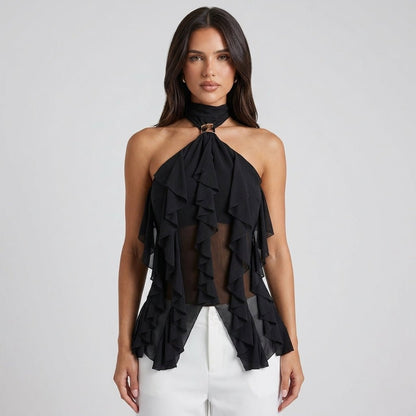Montarello Women's Ruffle Halter Top