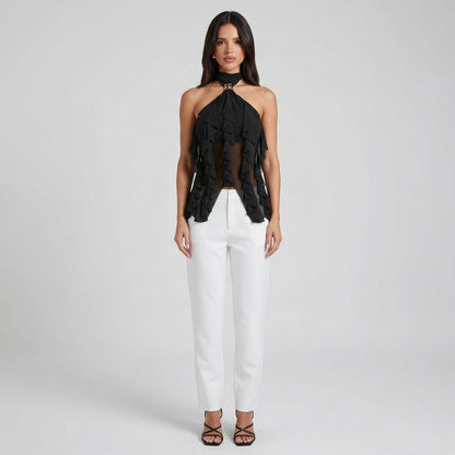Montarello Women's Ruffle Halter Top