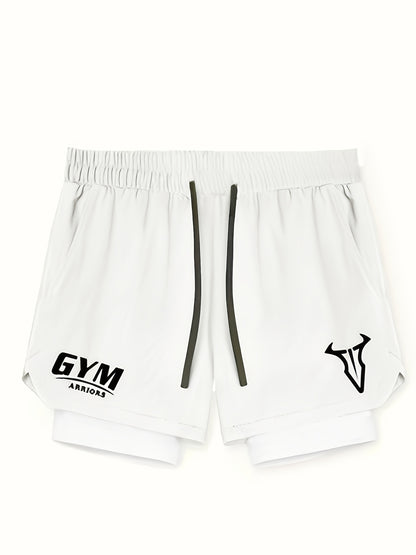 Montarello Men's 2-in-1 Compression Lined Gym Shorts with Zip Pocket
