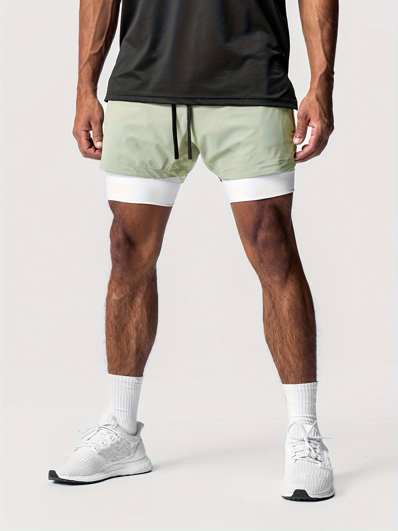 Montarello Men's 2-in-1 Compression Lined Gym Shorts with Zip Pocket