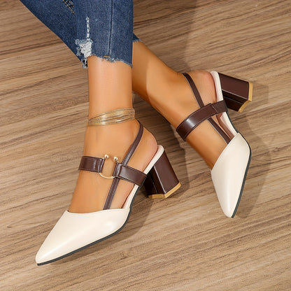 Montarello Women’s Pointed-Toe Block Heel Slingback Sandals