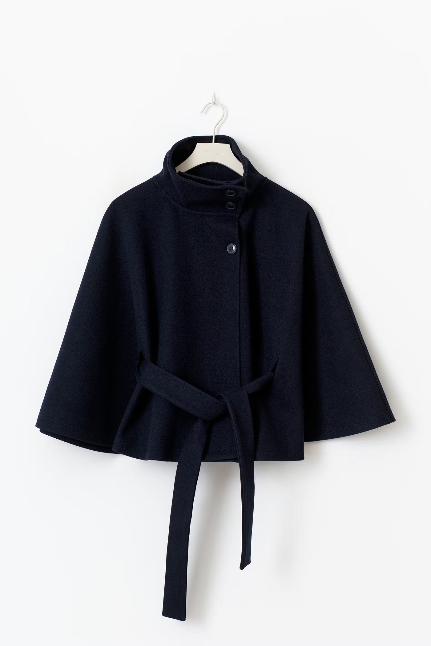 Montarello Women's Cape Coat High Collar Belted