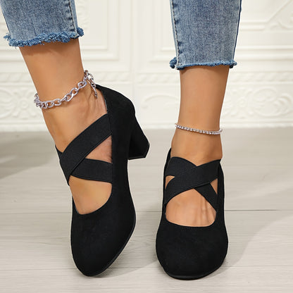 Montarello Cross Strap Women's Block Heel Pumps