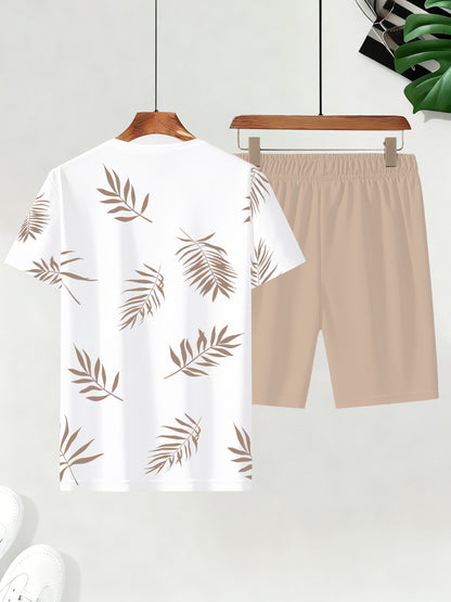Montarello Palm Print Men's T-Shirt & Shorts Set