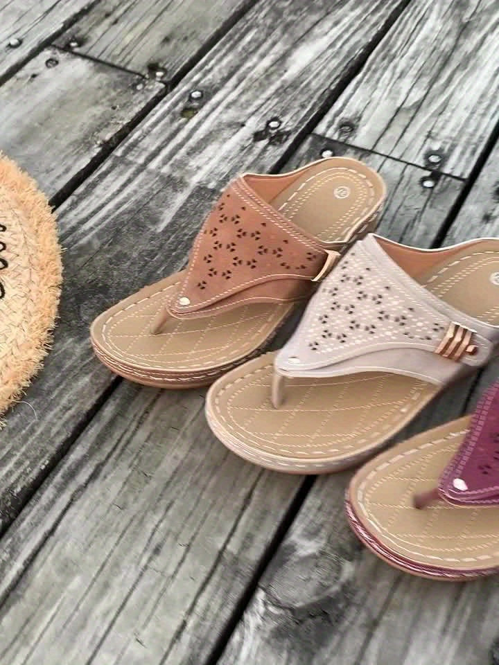 Montarello Women's Beaded Platform Wedge Thong Sandals