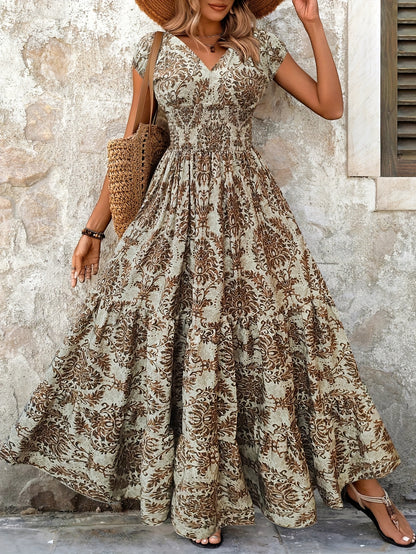Montarello Paisley Print Smocked Maxi Dress Women's