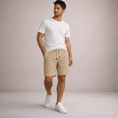 Shorts à cordon de serrage effet lin coupe régulière Montarello pour homme
