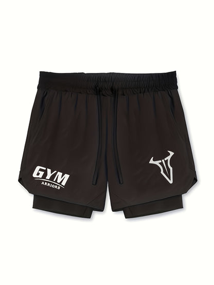 Montarello Men's 2-in-1 Compression Lined Gym Shorts with Zip Pocket
