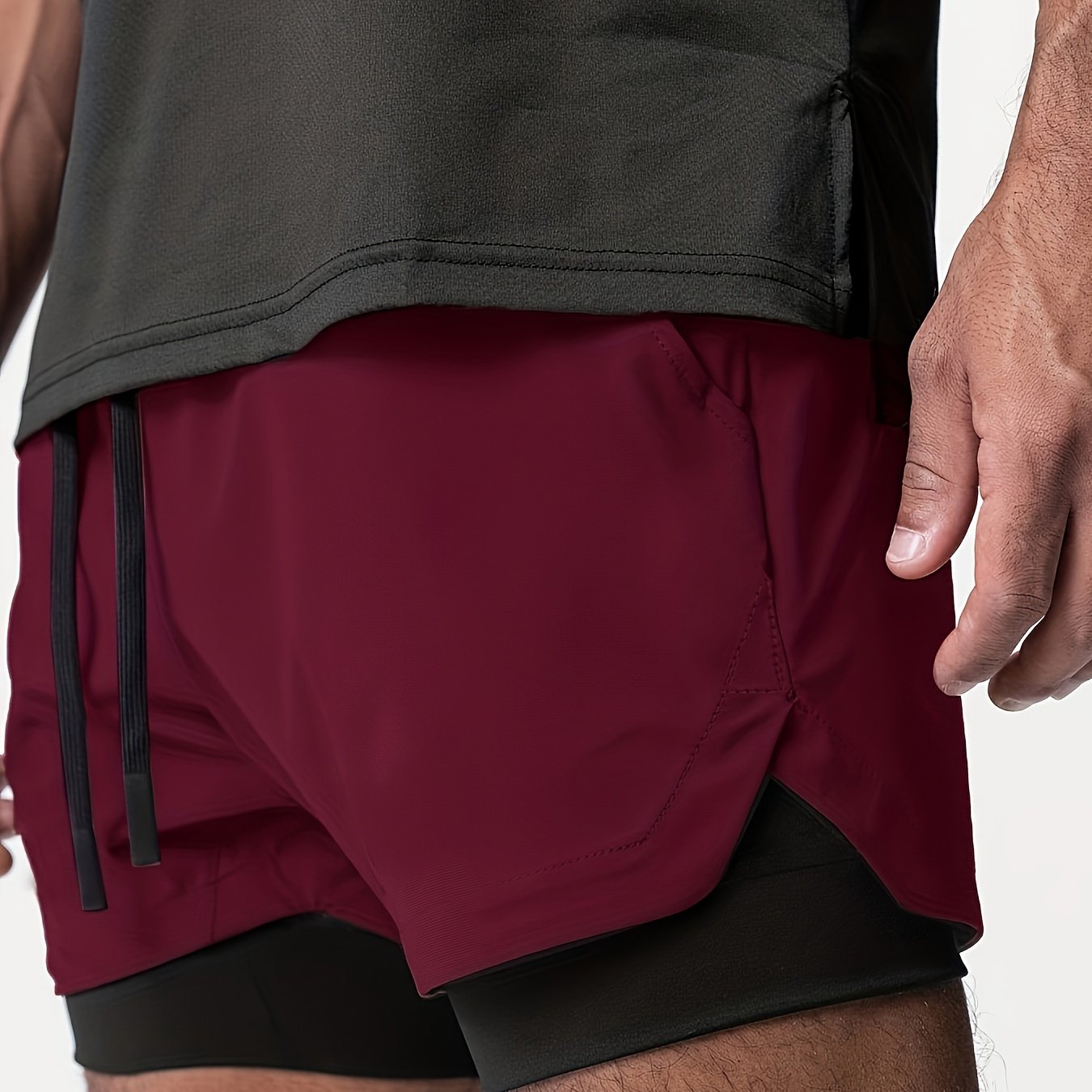 Montarello Men's 2-in-1 Compression Lined Gym Shorts with Zip Pocket