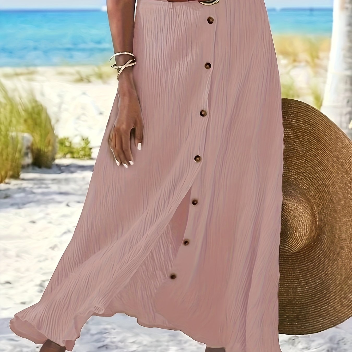 Montarello Button Front A-Line Maxi Skirt Women's