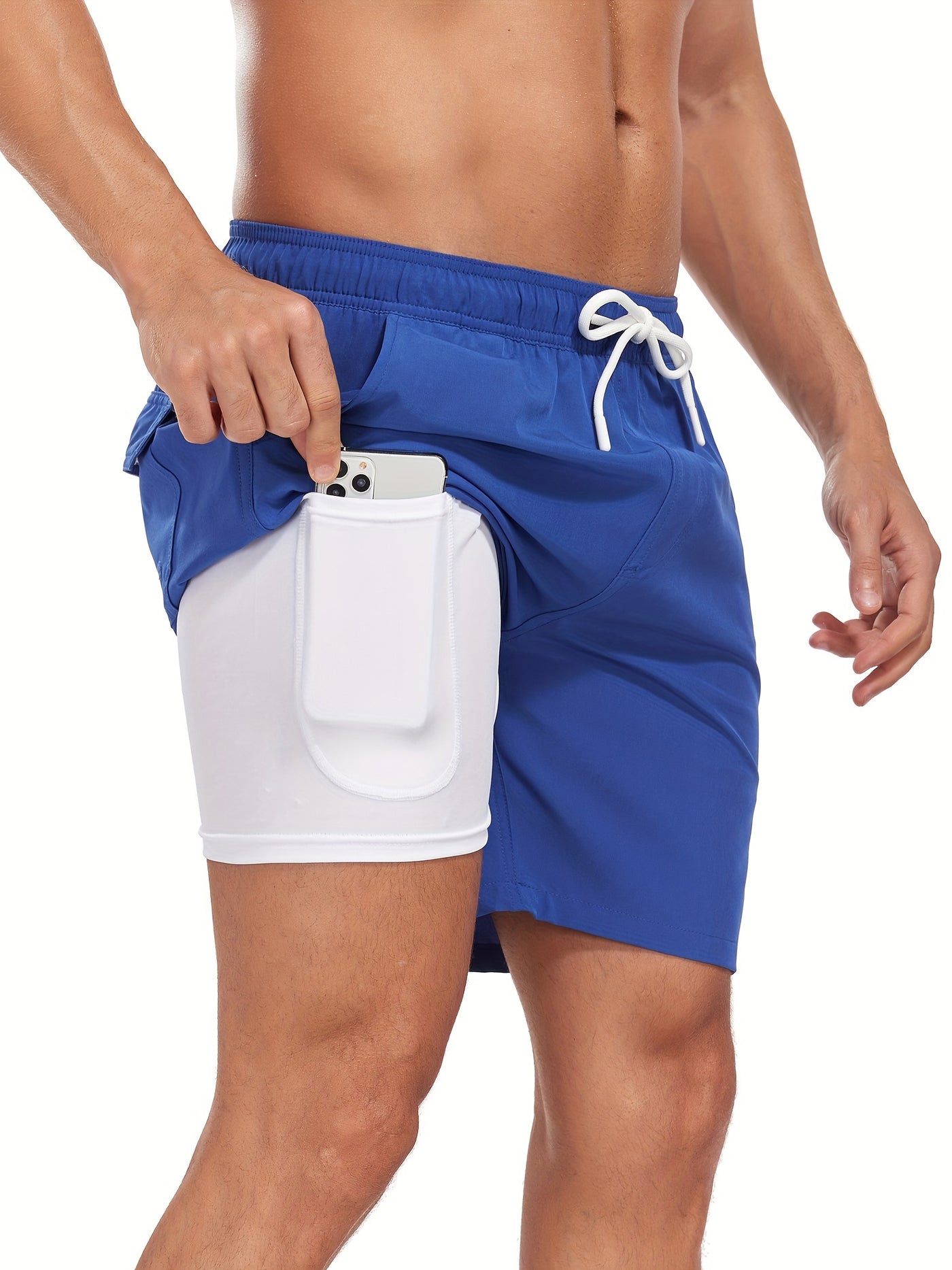 Montarello Men's Swim Shorts with Compression Liner and Pocket