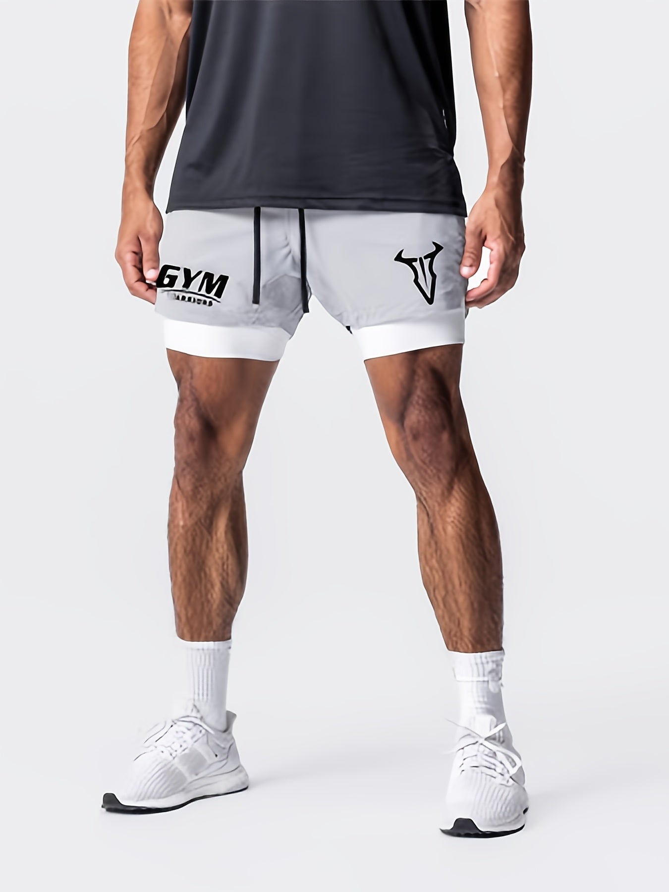Montarello Men's 2-in-1 Compression Lined Gym Shorts with Zip Pocket